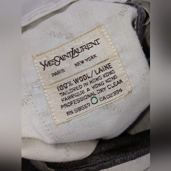 Yves saint Laurent wool dress pants highrise crop wideleg grey women's size 33 - Picture 2 of 8
